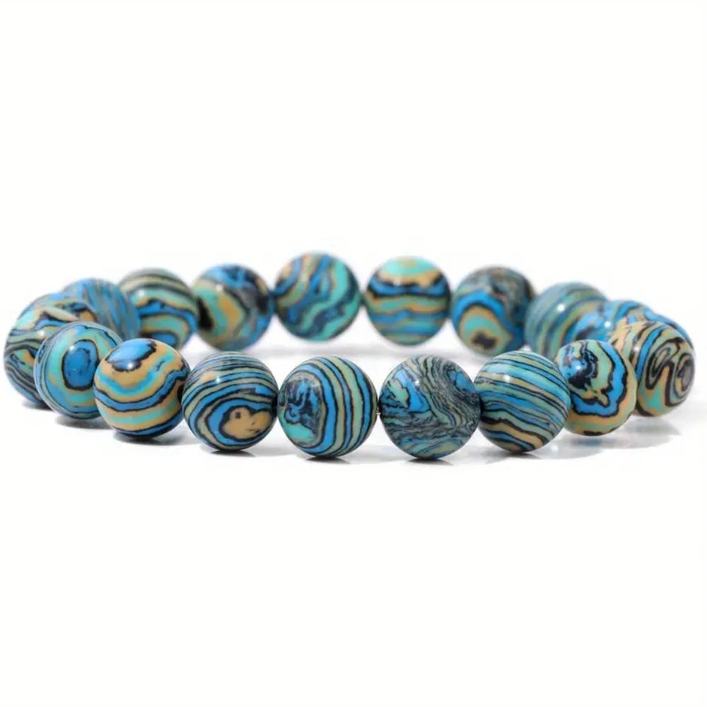 Deep Blue Malachite Bracelet, Couple Energy Yoga Bracelet.
